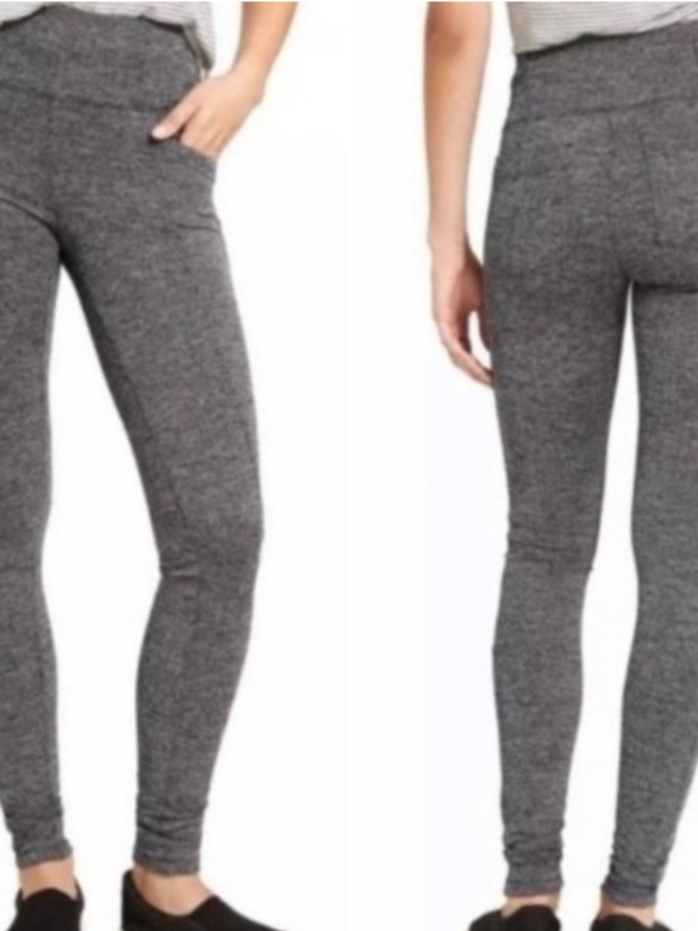 Athleta Grey Herringbone Metro High-Waisted Leggings | Size Large, 29” Inseam